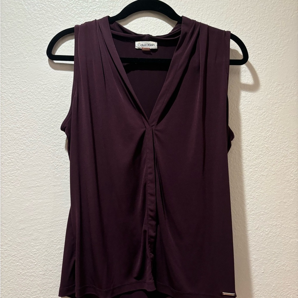 Calvin Klein Purple Tie Front Sleeveless Tank Top